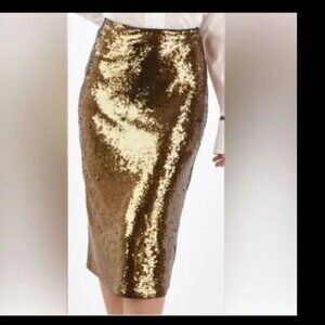 Michael Kors Sequin Skirt Gold Pencil A-Line New with Tags! Small